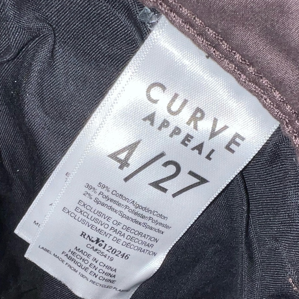 200. NWT Curve Appeal Minimalist Jeggings 4/27 Brown - Picture 5 of 6